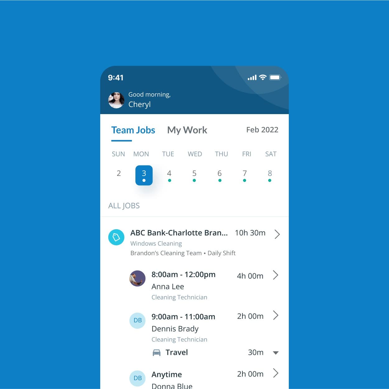 Screenshot of Chronotek application 